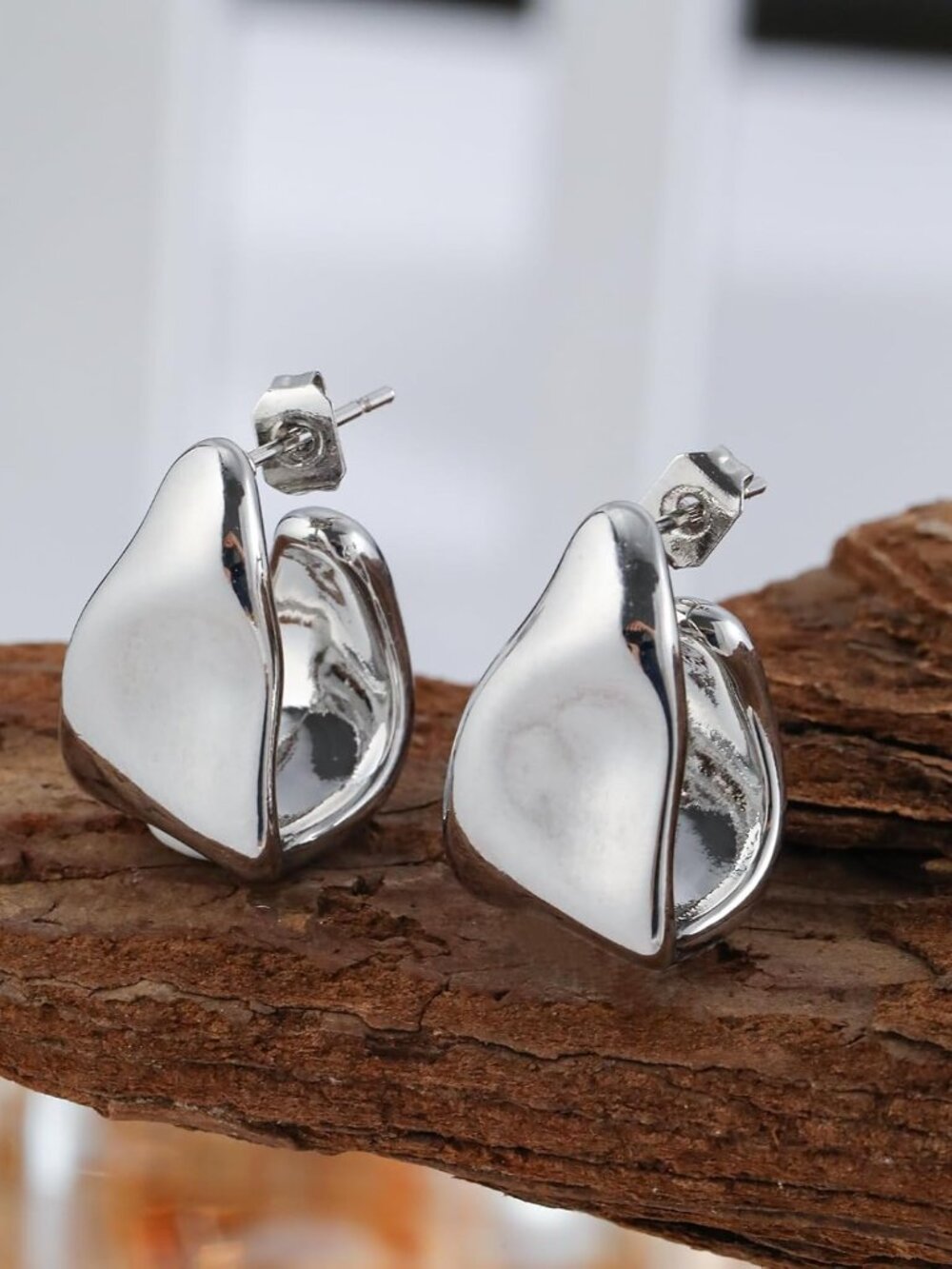 Chunky Gold Earrings for Women, 14K Gold/Silver Plated Statement Geometric Dangl - Picture 5 of 9